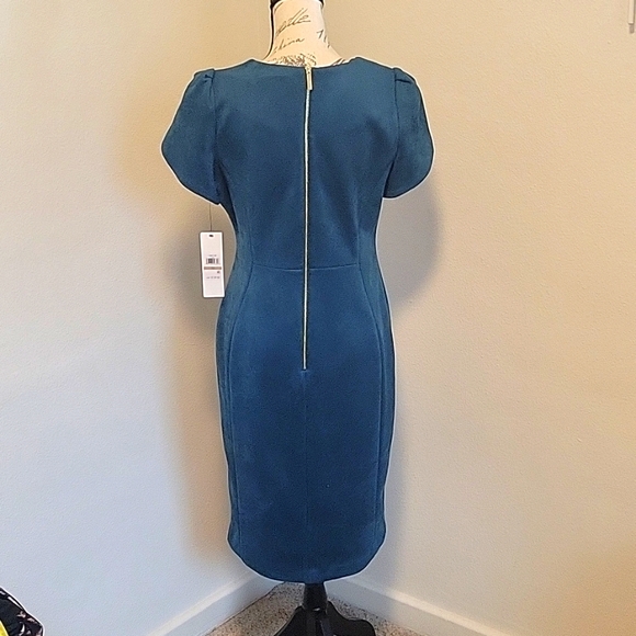 Calvin Klein Faux Suede Tulip Sleeved Dress - Picture 7 of 13